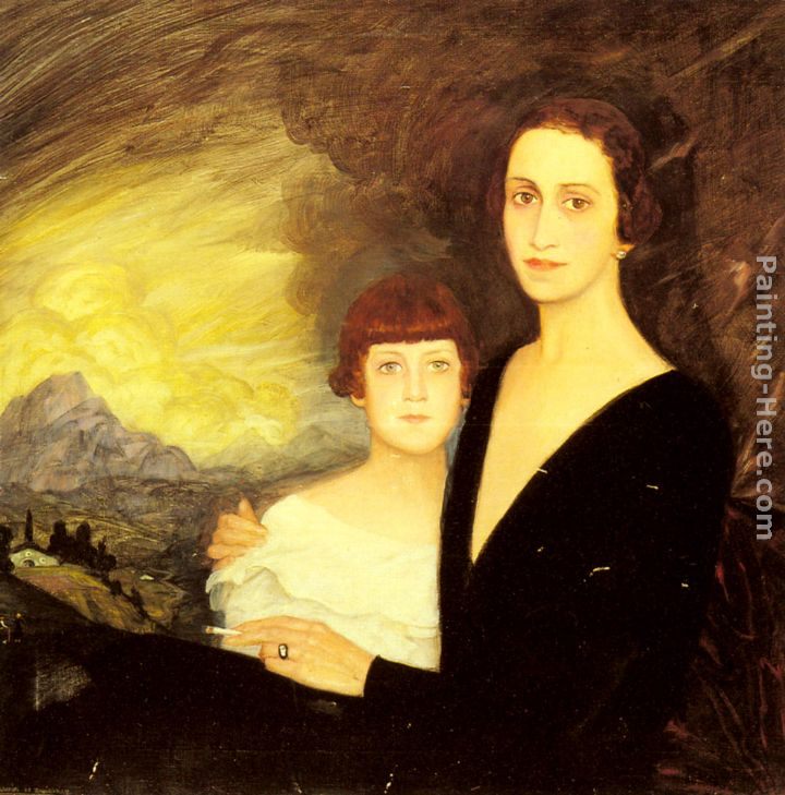 Ramon De Zubiaurre Mother and Daughter
